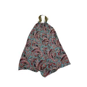 Ruth Womens Size 12 Paisley Floral Silk Scarf Halter Top Beaded Neck